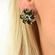 Earrings with moldavites and garnets flower Ag 925/1000 + Rh