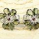 Earrings with moldavites and garnets flower Ag 925/1000 + Rh