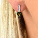 Earrings with zircons moldavites a triangle 8 mm Ag 925/1000 Rh