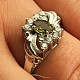 Vltavín prsten zdobený se zirkony brus ovál 6 x 4mm standard brus Ag 925/1000 + Rh