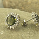 Moldavite earrings with cubic zirconia round 9 mm Ag 925/1000 Rh +