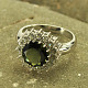 Moldavite ring with zircons Ag 925/1000 Rhodium + 10 mm