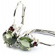 Moldavite earrings heart and garnet Ag 925/1000 Rh + 6x6mm