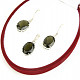 Moldavite jewelry set 12x9mm oval Ag 925/1000 standard cut