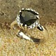 Moldavite and cubic zirconia ring 10x10mm Triangle Ag 925/1000 Rh +