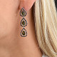 Luxury earrings with garnets and moldavite Ag 925/1000 + Rh multi-row drops