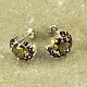 Luxury earrings with garnets and moldavite 7 mm Rh + Ag 925/1000