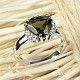 Vltavín a zirkony prsten trojúhelník 10 x 10mm standard brus stříbro Ag 925/1000 + Rh