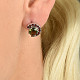 Luxury earrings with garnets and moldavite 7 mm Rh + Ag 925/1000
