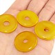 Agate dyed yellow donut pendant leather 25 mm
