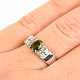 Vltavín prsten ovál 7 x 5mm se zirkony hladký Ag 925/1000 + Rh