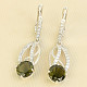 Luxury moldavite earrings with cubic zirconia 925/1000 Ag + Rh