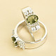Moldavite oval ring with cubic zirconia smooth 925/1000 Ag + Rh