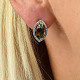 Moldavite teardrop earrings with cubic zirconia 925/1000 Ag + Rh