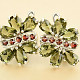 Moldavite flower earrings with garnets 6x4m Ag 925/1000 Rh