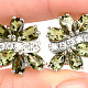 Moldavite flower earrings with cubic zirconia 6x4m Ag 925/1000 Rh