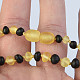 Amber matt black and yellow pebbles necklace 34 cm (children's size)