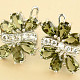 Moldavite flower earrings with cubic zirconia 6x4m Ag 925/1000 Rh