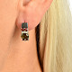 Moldavite earrings with garnet 5x7mm Ag 925/1000 Rh
