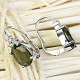 Moldavite oval earrings with zircons 10 x 8mm Ag 925/1000 Rh