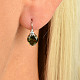 Moldavite and zircon heart earrings 7 x 7 mm 925/1000 Ag + Rh