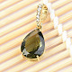 Moldavite drop pendant with zircon standard cut 2.56 g gold Au 585/1000 14K