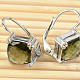Moldavite earrings 8 x 8mm checker top Ag 925/1000 + Rh