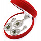 Luxurious set of moldavite jewelry drop with zircons Ag 925/1000 Rh