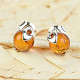 Amber honey earring 8mm Ag 925/1000