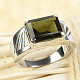Vltavín pánský prsten brus 14 x 10mm Ag 925/1000 + Rh