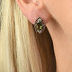 Moldavite and garnets earrings tear 12 x 6 mm standard Ag 925/1000 + Rh