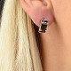Moldavite and garnets earrings rectangle 8 x 6mm standard Ag 925/1000 + Rh