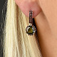 Moldavite and garnets earrings luxury standard Ag 925/1000 + Rh