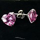 Ag zircon earrings pink heart - typ003