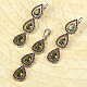 Luxury gift set of jewelry with moldavite and garnet drops Ag 925/1000 + Rh 9.65 + 4.61g