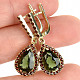 Luxurious earrings with moldavite and garnet drop gold Au 585/1000 7,44g