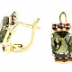 Moldavite a garnets earrings rectangle standard brus gold Au 585/1000 5.24g