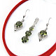 Gift set of jewelery with moldavite and zircons of hearts standard Ag 925/1000 + Rh