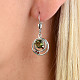 Moldavite and garnets earrings round 7mm standard cut Ag 925/1000 + Rh