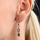 Moldavite and garnets earrings drop 8 x 6 mm standard brush Ag 925/1000 + Rh