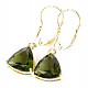 Gold earrings triangle moldavite 10 x 10mm standard cut 14K Au 585/1000 4.02g