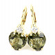 Gold earrings of moldavite and zircon 14K Au 585/1000 3,07g