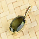Moldavite pendant oval 11 x 7mm standard brus gold 14K 1.41g