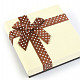 Gift box creamy with dots with brown bow 9 x 9cm