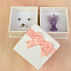 Gift box creamy with apricot bow 8.5 x 8.5cm