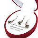 Gift set of jewels with moldavite and round garnets 6mm standard Ag 925/1000 + Rh