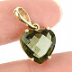 Moldavite pendant heart 13 x 13mm checker top gold gold Au 585/1000 14K 3.30g