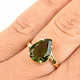 Moldavite ring drop standard cut (size 54) 14K gold Au 585/1000 2.78g