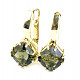 Gold earrings moldavite trigon 8 x 8mm standard brus 14K Au 585/1000