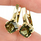 Gold earrings moldavite trigon 8 x 8mm standard brus 14K Au 585/1000